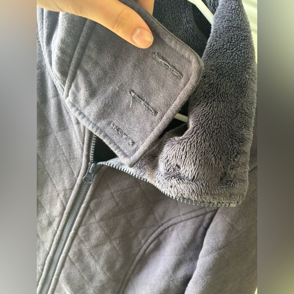 The North Face Caroluna quilted fleece jacket purple long coat zip up size small - Picture 4 of 7